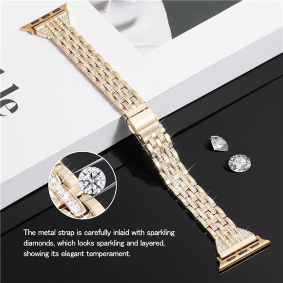 NEW Luxury Bling Gold Apple Watch Band main image 6
